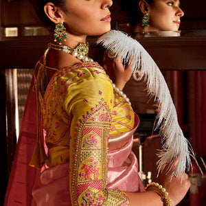 Wonderful Pink Paithani Silk Saree With Pulsating Blouse Piece