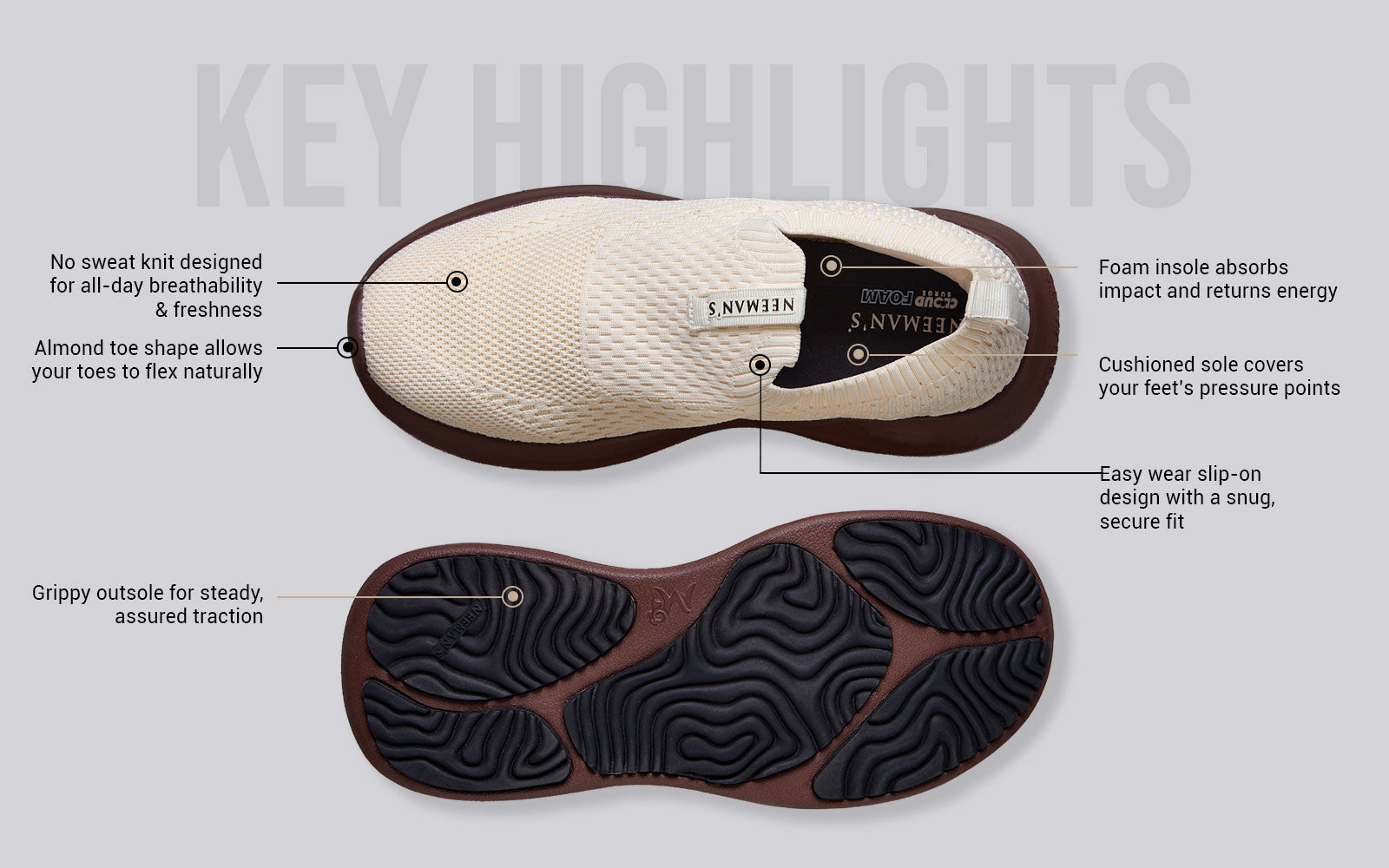 Knit Trainers For Men : Ivory Brown