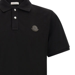 Moncler Leather Logo Patch Polo Shirt