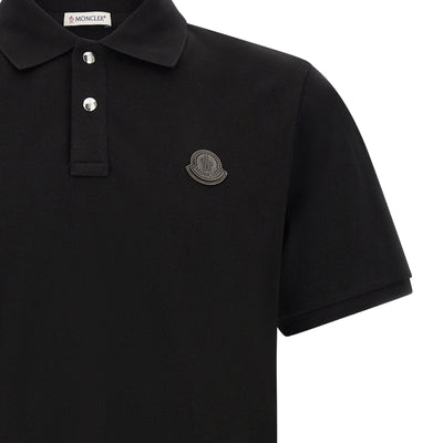 Moncler Leather Logo Patch Polo Shirt