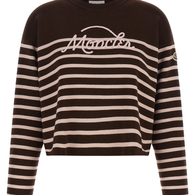 Moncler Striped Sweater With Embroidery