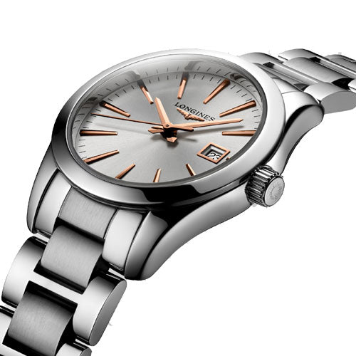 Longines Conquest Classic Sunray Silver Dial Women 29.5mm