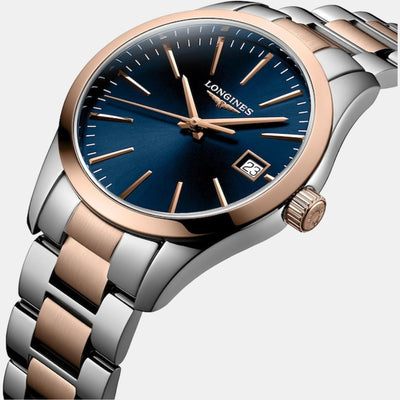 Conquest Classic Women Quartz Blue Dial Analog Stainless Steel Watch L23863927