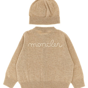 Moncler Enfant Cardigan + Logo Embroidery Beanie