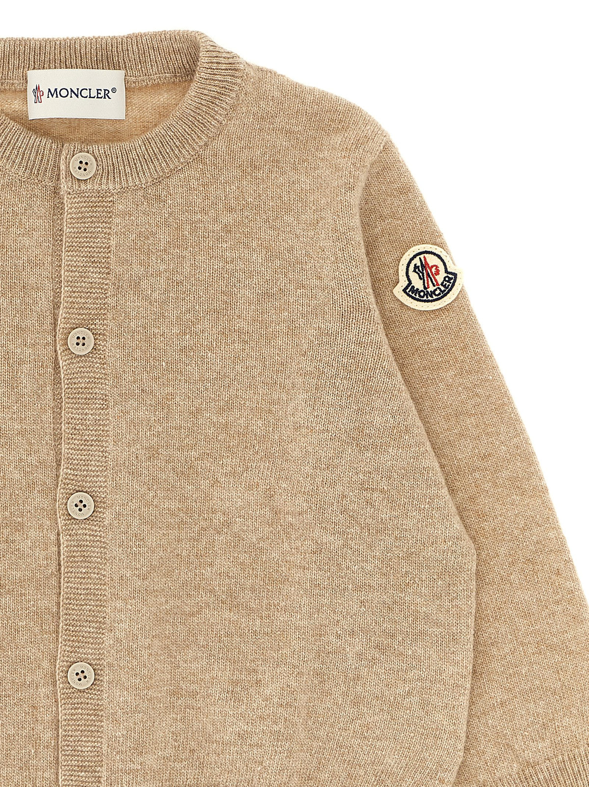 Moncler Enfant Cardigan + Logo Embroidery Beanie