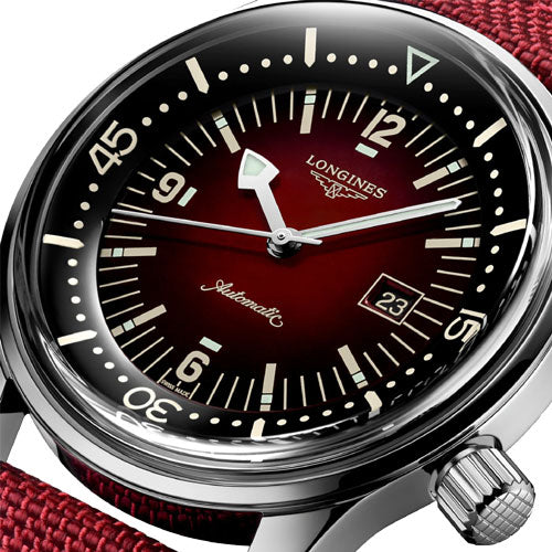 Longines Legend Diver Unisex Watch Bordeaux Dial & Strap