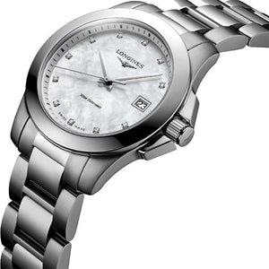 Longines Conquest White Mother-Of-Pearl Dial Women 34mm