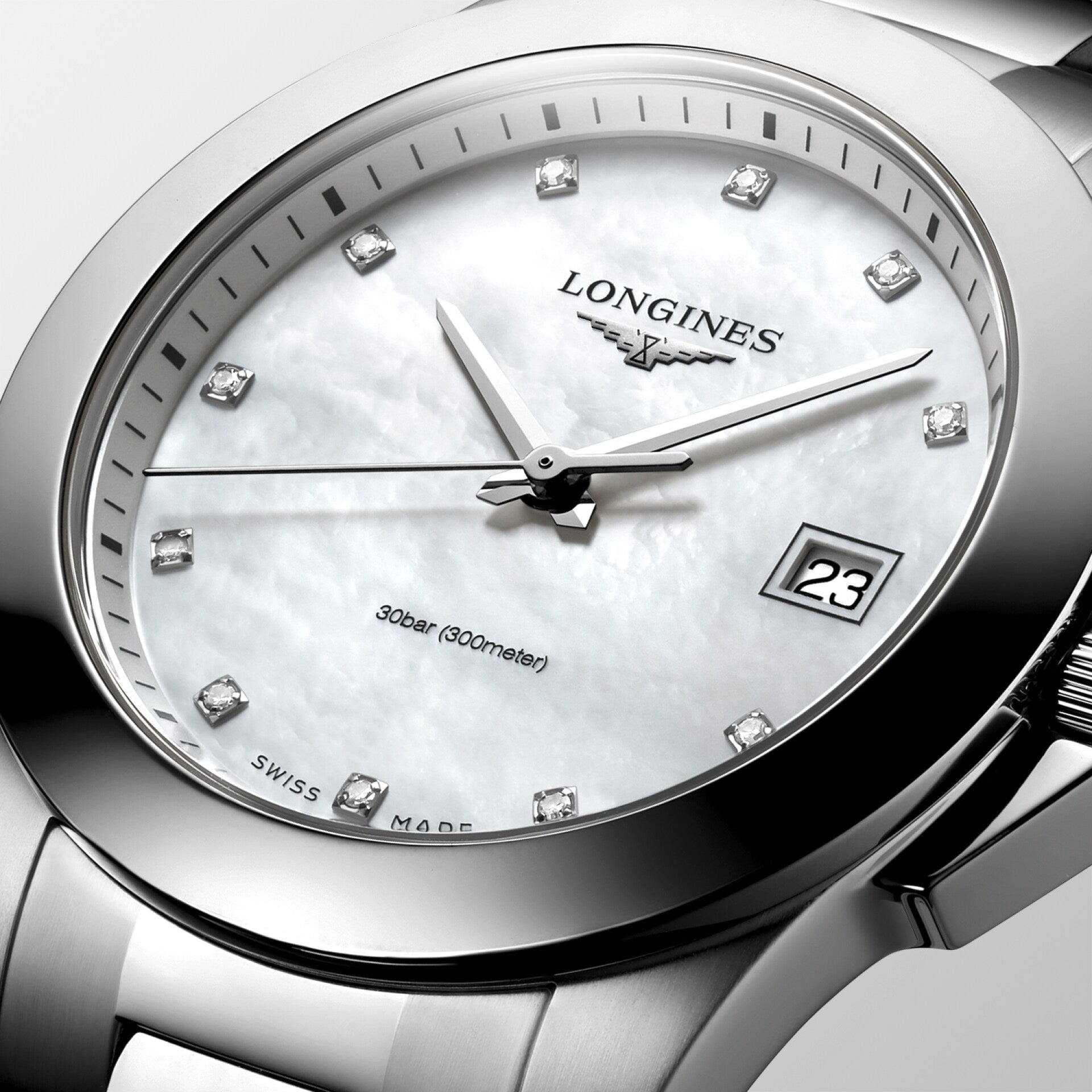 Longines Conquest White Mother-Of-Pearl Dial Women 34mm