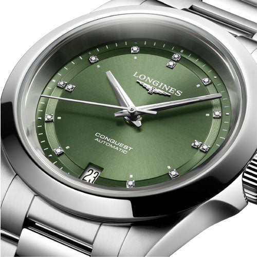 Longines Conquest Sunray Green Dial Women 34mm