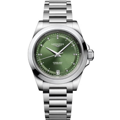 Longines Conquest Sunray Green Dial Women 34mm