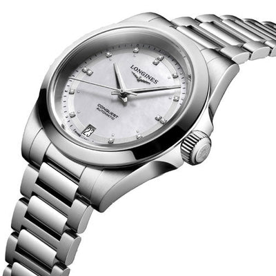 Longines Conquest White Mother-Of-Pearl Dial Women 34mm