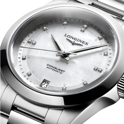 Longines Conquest White Mother-Of-Pearl Dial Women 34mm