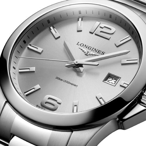 Longines Conquest Sunray Silver Dial Men 41mm