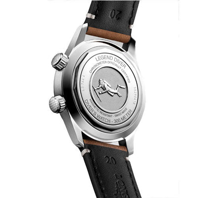 Longines Legend Diver Black Lacquered Polished Dial & Brown Strap Unisex Watch