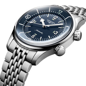 Longines Legend Diver Blue Lacquered Polished Dial & Silver Chain Unisex Watch