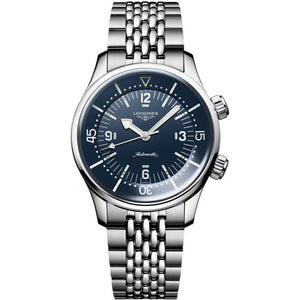 Longines Legend Diver Blue Lacquered Polished Dial & Silver Chain Unisex Watch