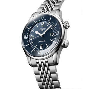 Longines Legend Diver Blue Lacquered Polished Dial & Silver Chain Unisex Watch