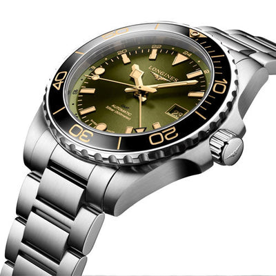 Longines Hydroconquest Gmt Sunray Green Dial Men 41mm