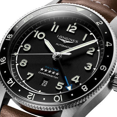 Longines Spirit Zulu Time Black Matt Dial Men 42mm