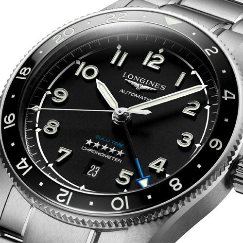 Longines Spirit Zulu Time Black Matt Dial Men 42mm