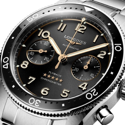 Longines Spirit Flyback Sunray Black Dial Men 42mm