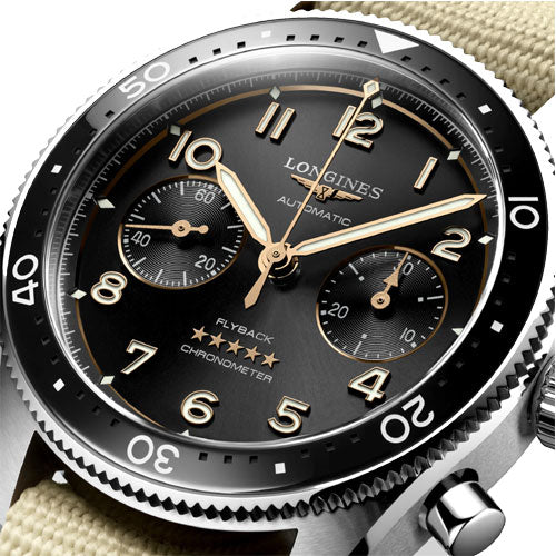 Longines Spirit Flyback Sunray Black Dial Men 42mm