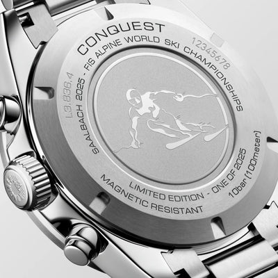 Conquest Men Automatic Anthracite Dial Chronograph Stainless Steel Watch L38364529
