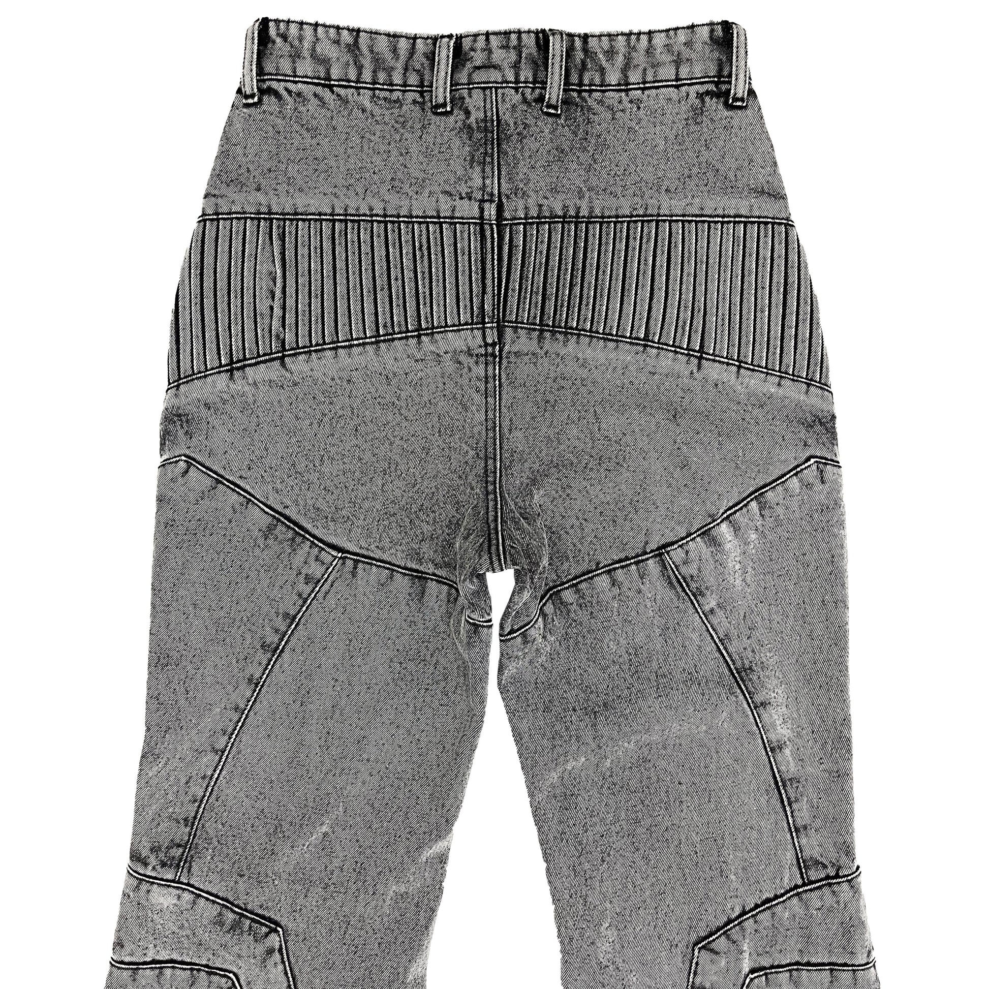 BIKER DENIM PANTS - LIGHT GREY