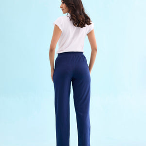 Women Solid Navy Mid Rise Track Pant