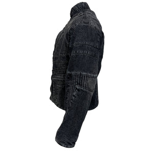 BIKER DENIM JACKET - DARK GREY