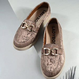 Brown Diamond Casual Loafers by Lady Boss