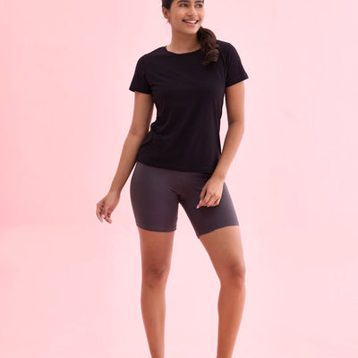 Women Solid Silver Grey Cycling Shorts