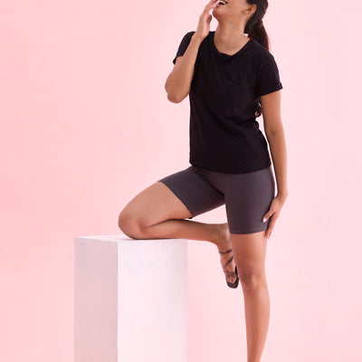 Women Solid Silver Grey Cycling Shorts