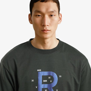 Rare Rabbit Men Leat Olive Cotton Polyester Fabric Short Sleeve Crew Neck Boxy Fit Printed T-Shirt