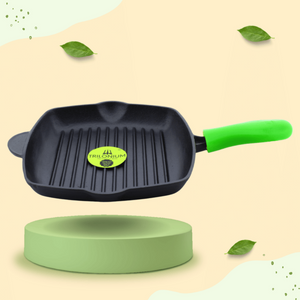 Trilonium Cast Iron Grill Pan 26 cm | Pre-Seasoned with TilCrust™ | Gas & Induction Compatible | Black