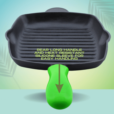 Trilonium Cast Iron Grill Pan 26 cm | Pre-Seasoned with TilCrust™ | Gas & Induction Compatible | Black