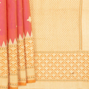 Pink Benares Handwoven Chanderi Jamdani Saree