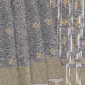 Grey Handwoven Cotton Linen Saree