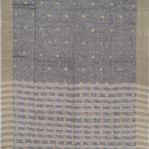 Grey Handwoven Cotton Linen Saree
