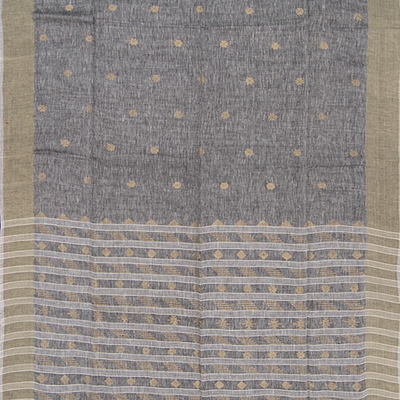 Grey Handwoven Cotton Linen Saree