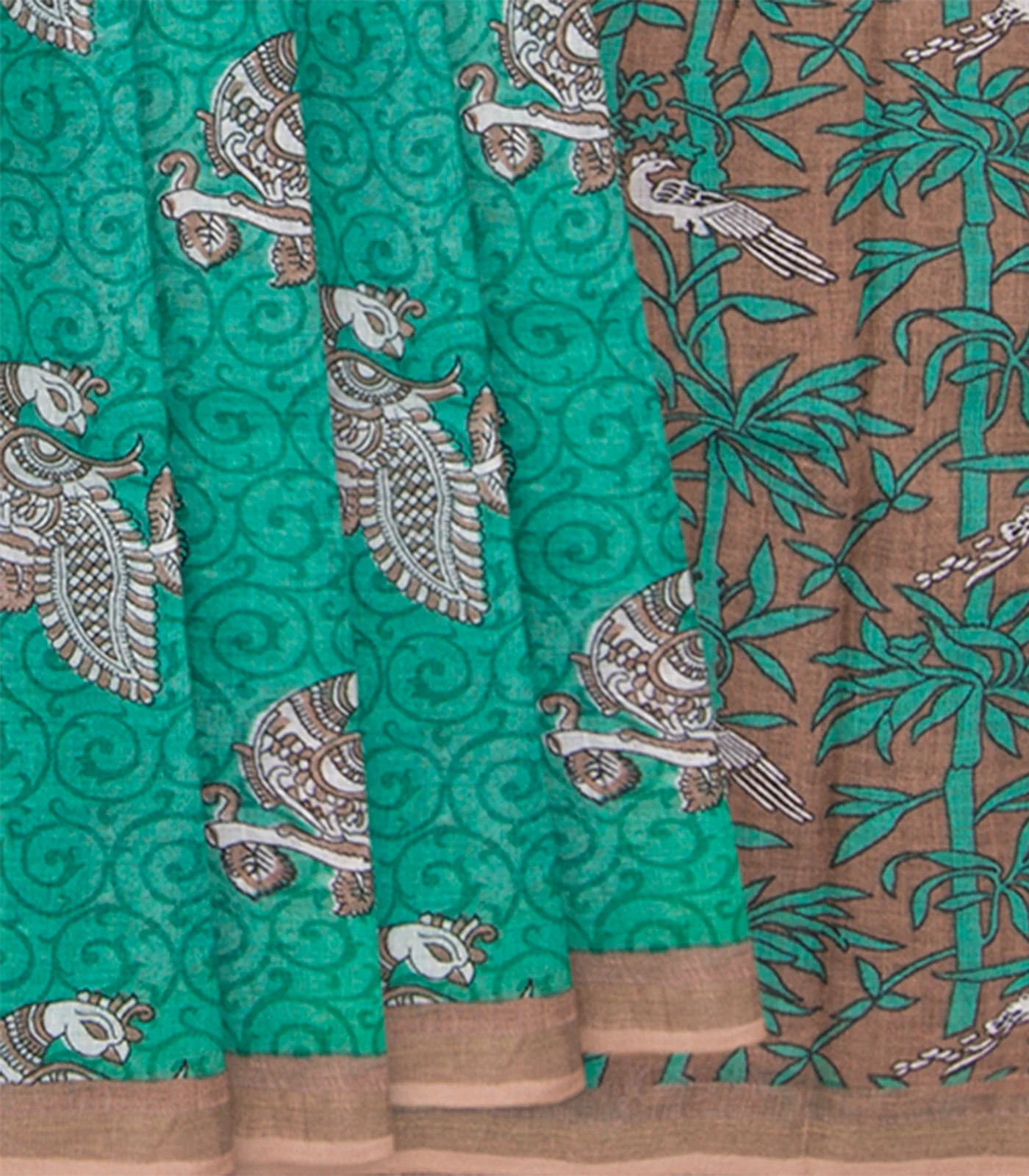 Teal Handwoven Cotton Linen Saree