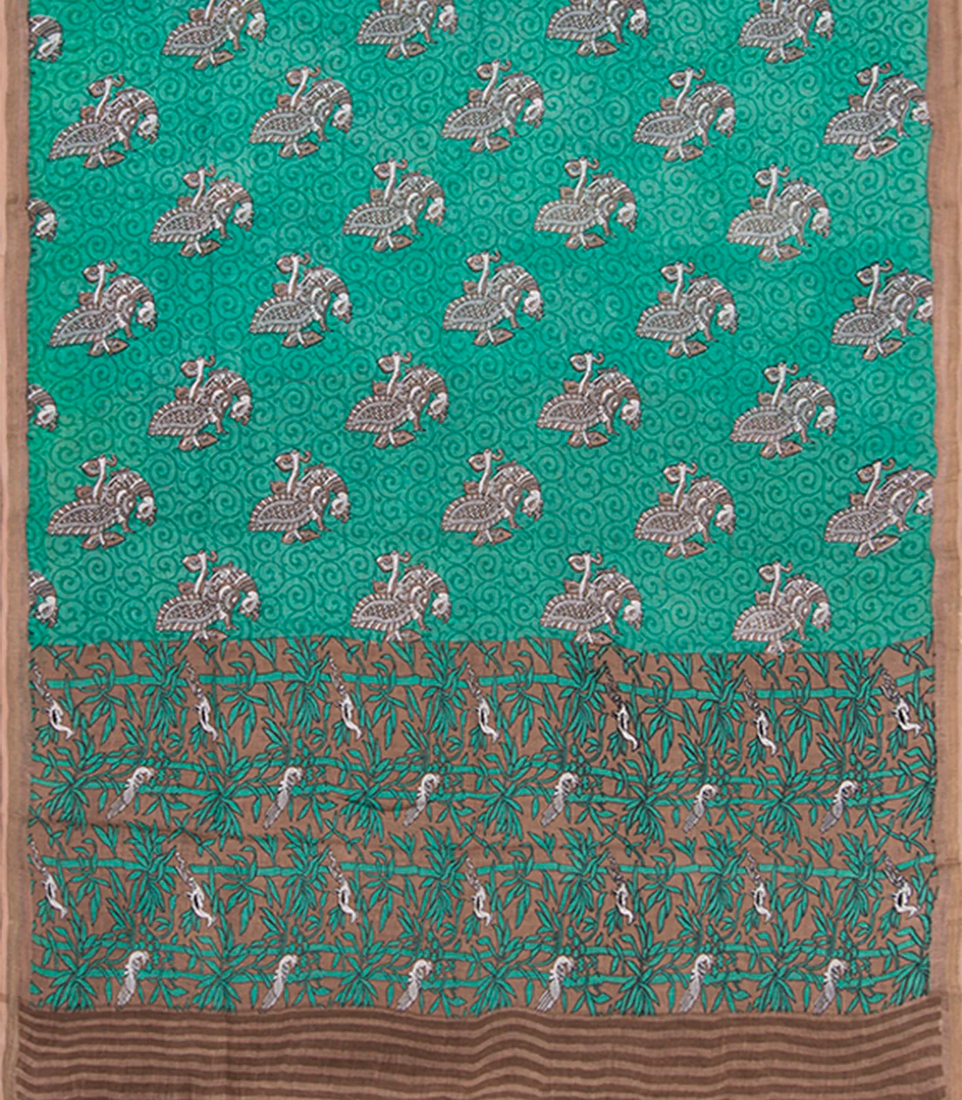 Teal Handwoven Cotton Linen Saree