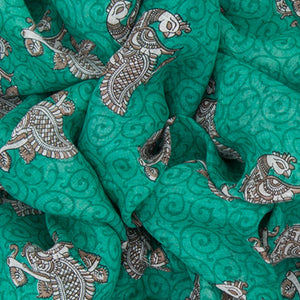 Teal Handwoven Cotton Linen Saree