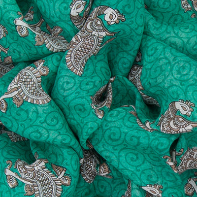 Teal Handwoven Cotton Linen Saree