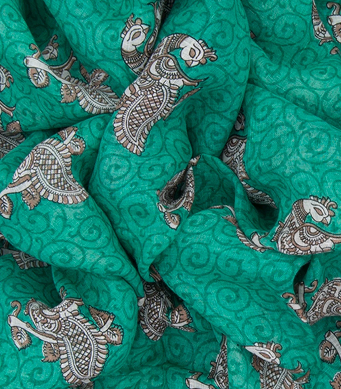 Teal Handwoven Cotton Linen Saree
