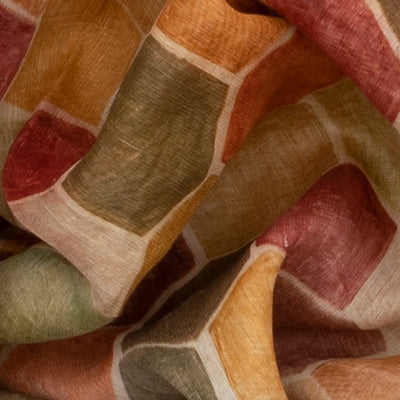 Beige Tussar Gitcha linen Printed Silk Saree With Maroon Border-Beige