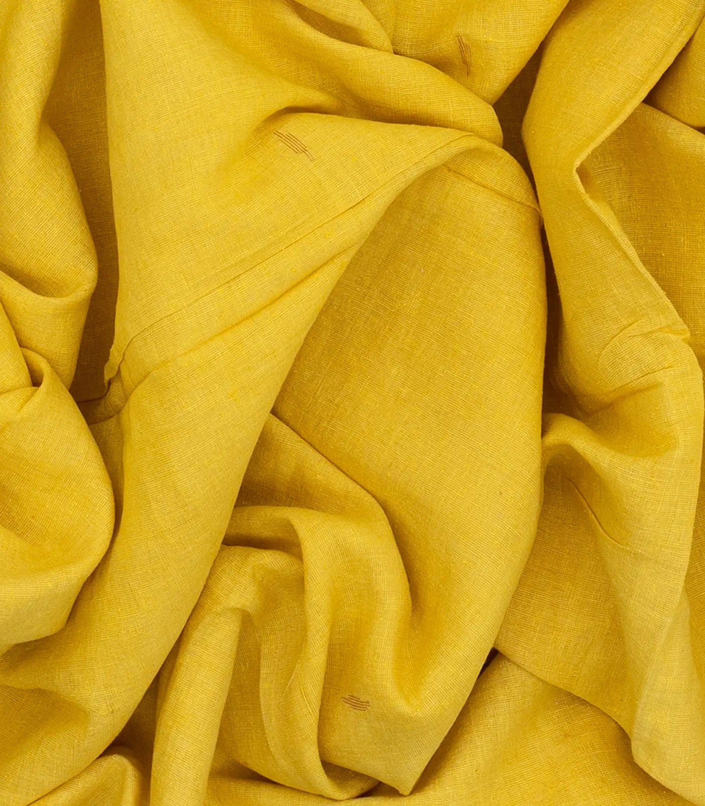 Yellow Handloom Linen Cotton Saree With Droplet Motifs-Yellow