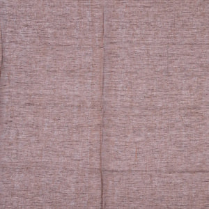 Brown Handloom Linen Saree With Floral Vine Embroidery-Brown