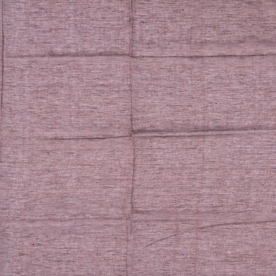 Brown Handloom Linen Saree With Floral Stripes Embroidery-Brown