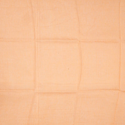 Cream Handloom Printed Linen Saree With Floral Motifs-Cream